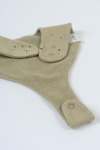 Organic Cotton Waterproof Cosmos Pattern Olive Bib with Pacifier Holder