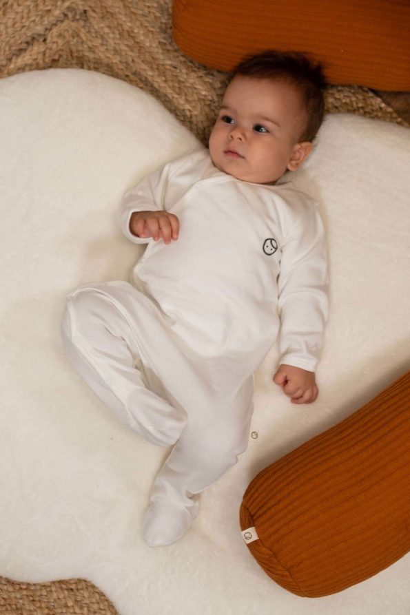 Organic Cotton Newborn Romper in White