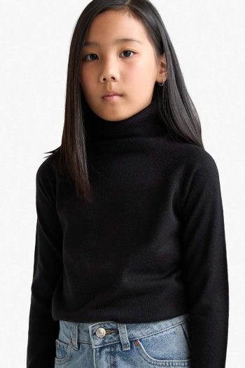 Girls' Fisherman Neck Knitted Sweater