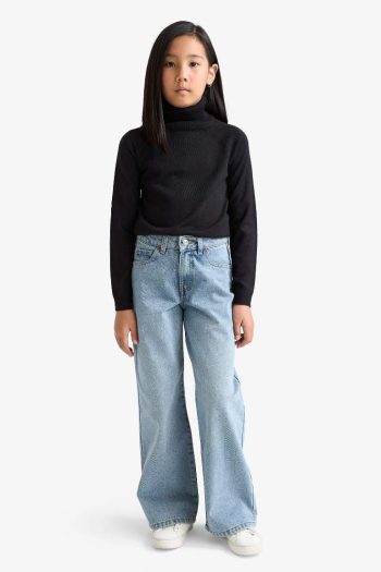 Girls' Fisherman Neck Knitted Sweater