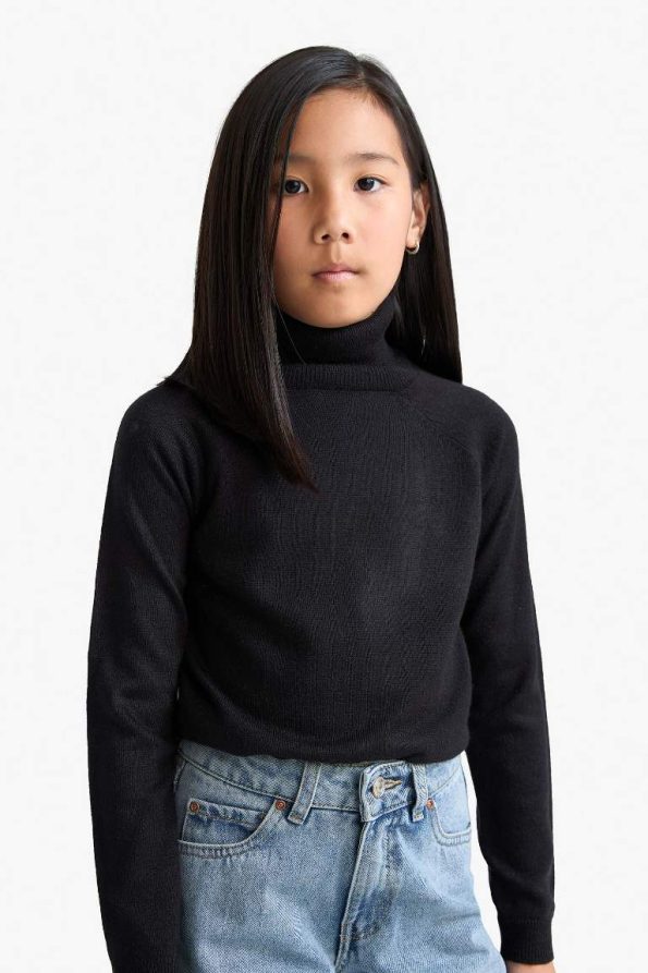 Girls' Fisherman Neck Knitted Sweater