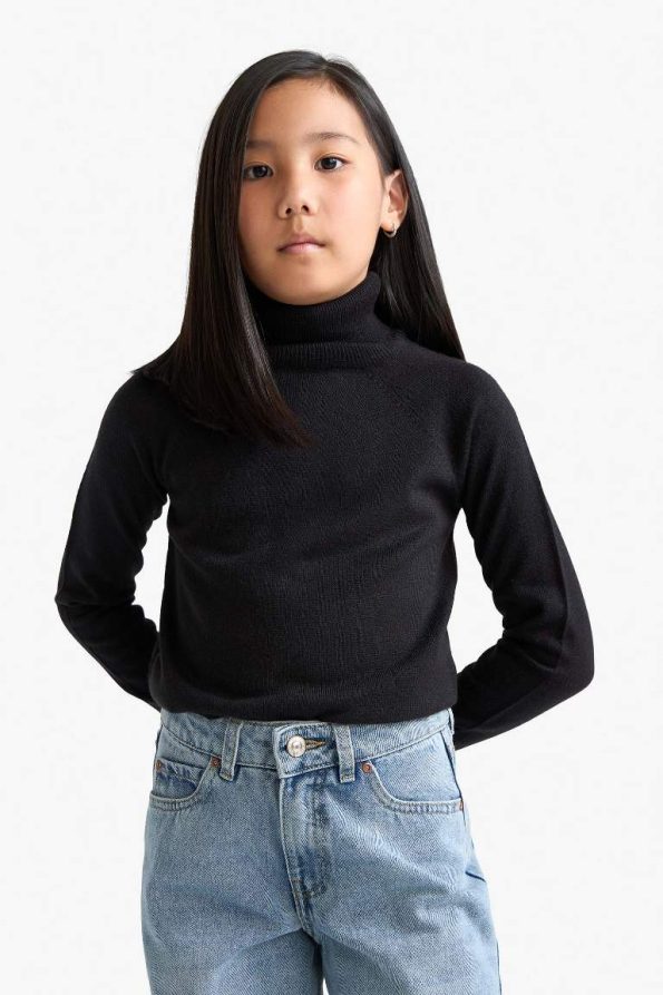 Girls' Fisherman Neck Knitted Sweater