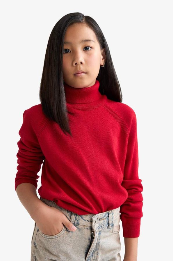 Girls' Turtleneck Knit Sweater