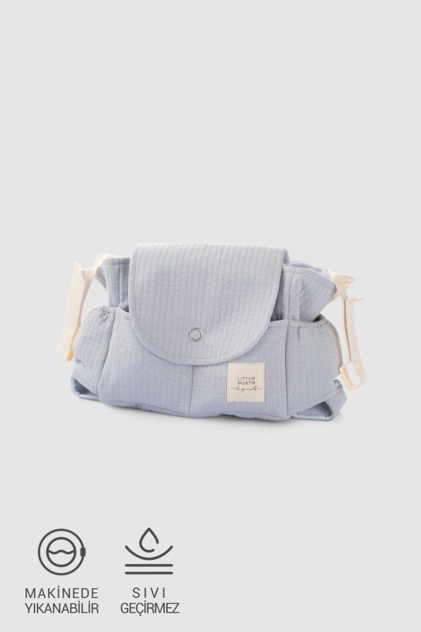 Waterproof Baby Stroller Organizer Bag with Quilted Gray Pattern