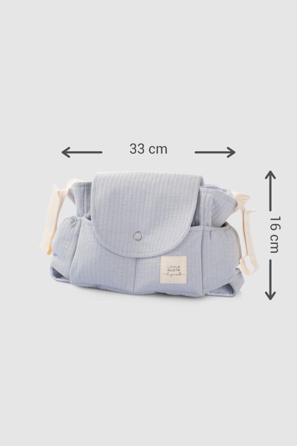 Waterproof Baby Stroller Organizer Bag with Quilted Gray Pattern