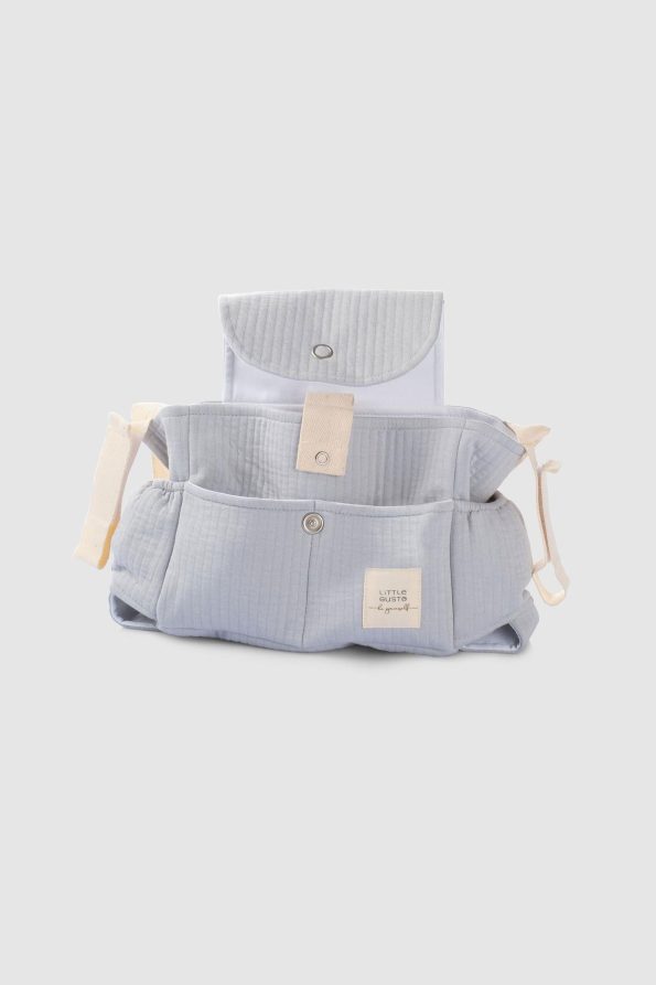 Waterproof Baby Stroller Organizer Bag with Quilted Gray Pattern