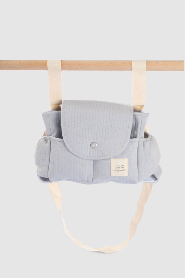 Waterproof Baby Stroller Organizer Bag with Quilted Gray Pattern