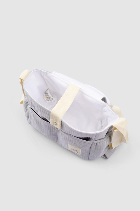 Waterproof Baby Stroller Organizer Bag with Quilted Gray Pattern