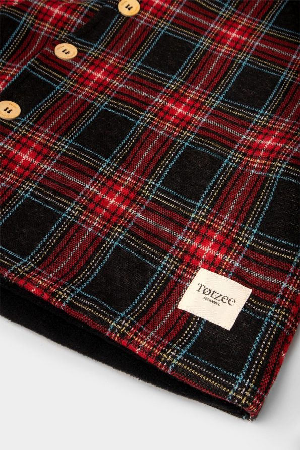 Diagonal Checkered Red & Black Baby Jacket