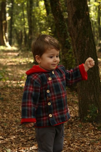 Diagonal Checkered Red & Navy Jacket