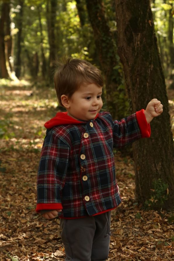 Diagonal Checkered Red & Navy Jacket