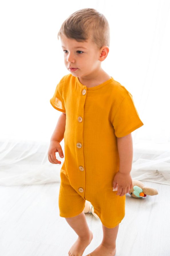 Muslin Buttoned Jumpsuit Autumn Yellow
