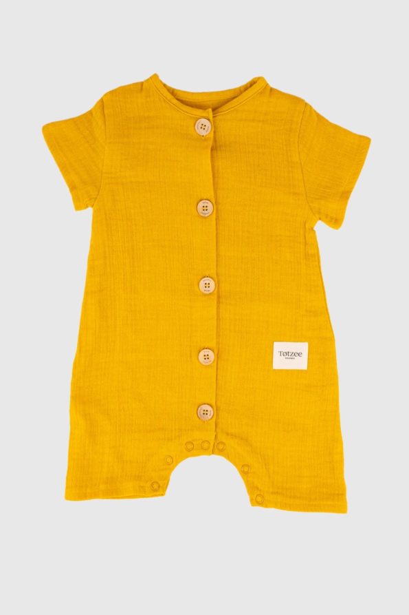 Muslin Buttoned Jumpsuit Autumn Yellow