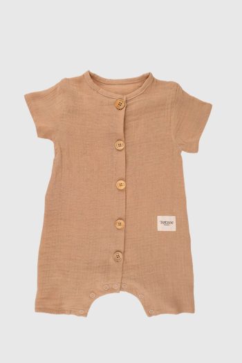 Muslin Buttoned Romper Sand Beige