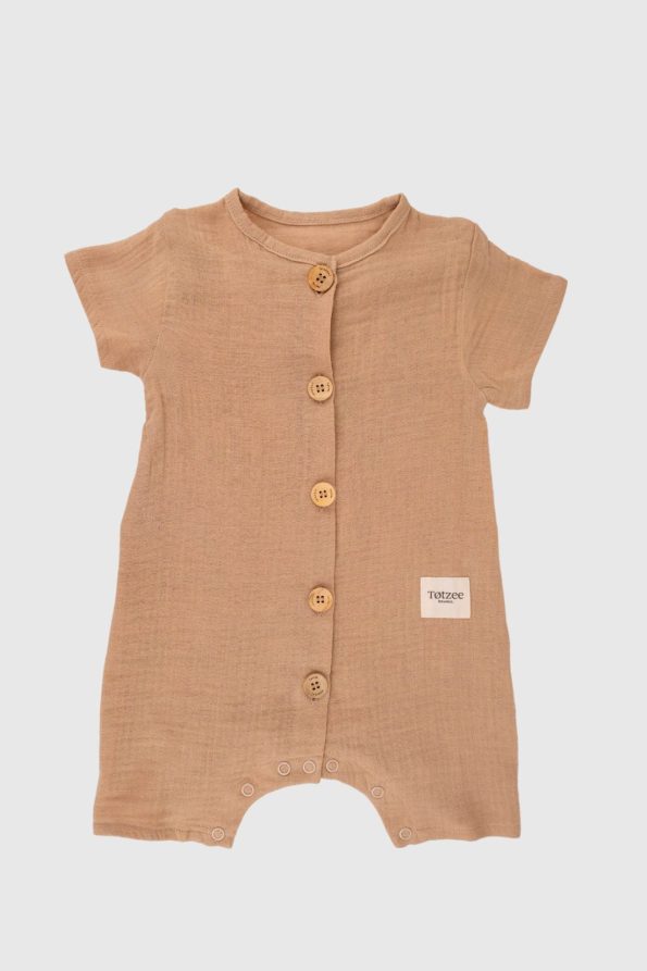 Muslin Buttoned Romper Sand Beige