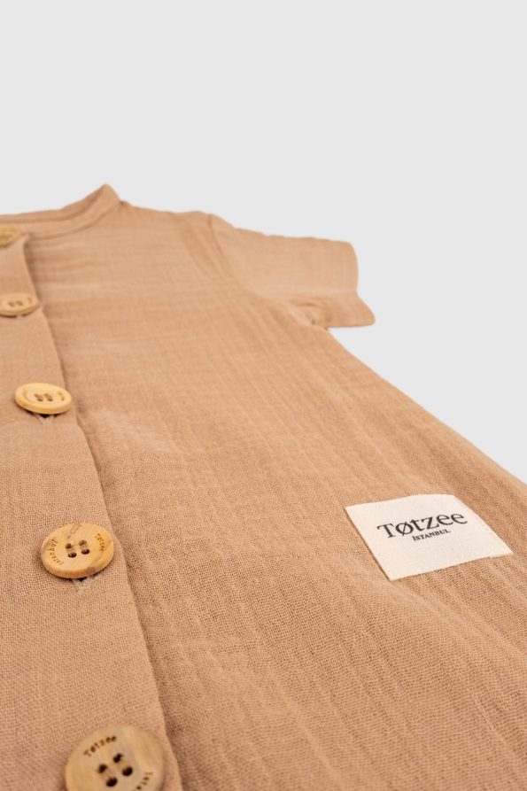 Muslin Buttoned Romper Sand Beige