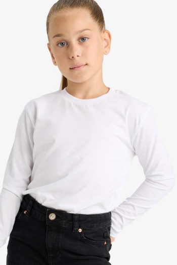 Girls' Long Sleeve Crew Neck School T-Shirt