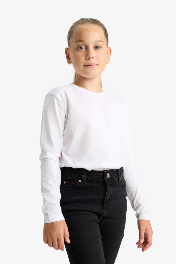 Girls' Long Sleeve Crew Neck School T-Shirt