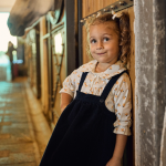 Navy Velvet Dress and Patterned Shirt Set