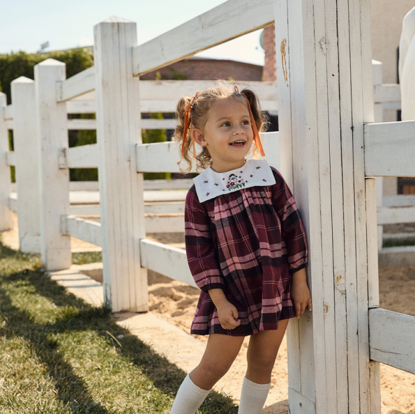 Plaid Burgundy Cotton Dress