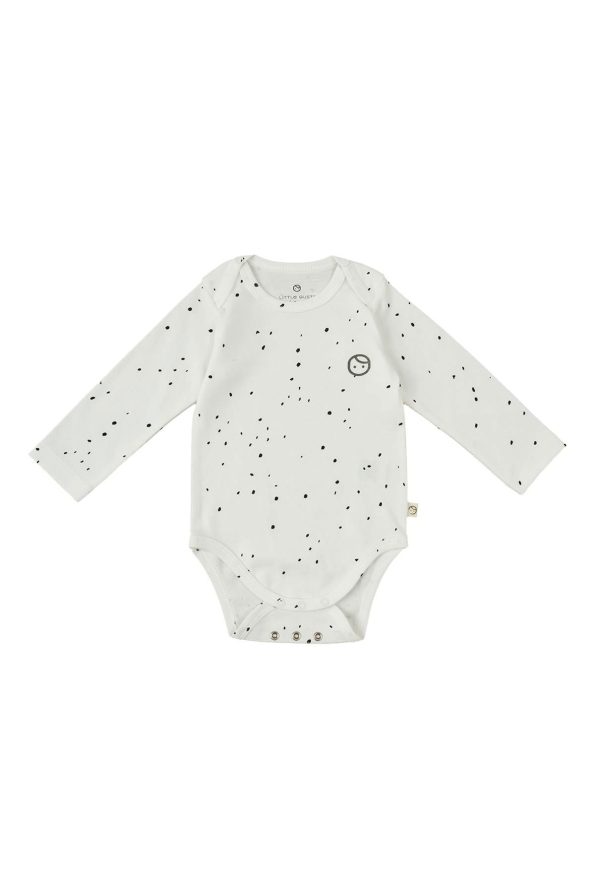 Long Sleeve Adjustable Snap Bodysuit Cosmos White Organic Cotton
