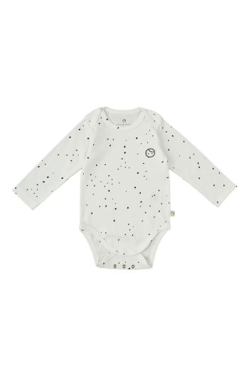 Long Sleeve Adjustable Snap Bodysuit Cosmos White Organic Cotton
