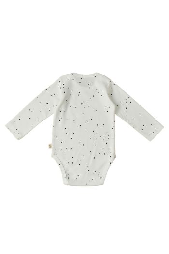 Long Sleeve Adjustable Snap Bodysuit Cosmos White Organic Cotton