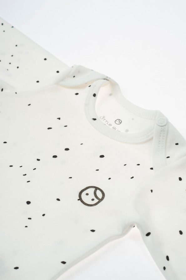 Long Sleeve Adjustable Snap Bodysuit Cosmos White Organic Cotton