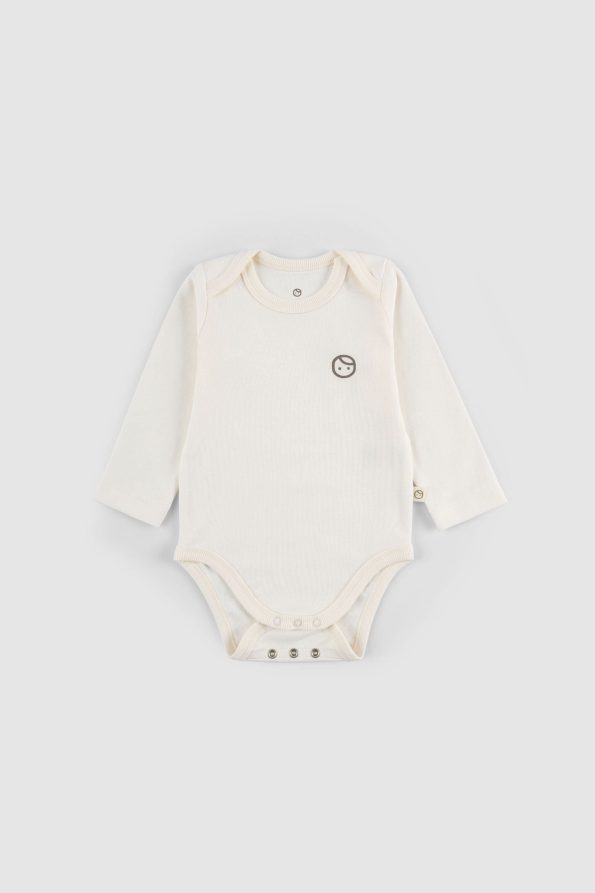 Long Sleeve Adjustable Snapsuit Ecru Organic Cotton
