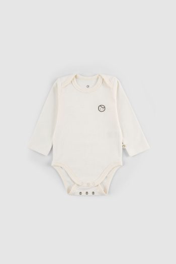 Long Sleeve Adjustable Snapsuit Ecru Organic Cotton