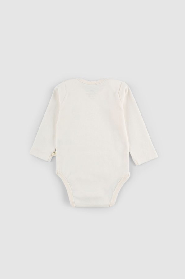 Long Sleeve Adjustable Snapsuit Ecru Organic Cotton