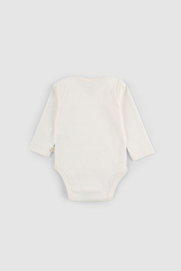 Long Sleeve Adjustable Snapsuit Ecru Organic Cotton