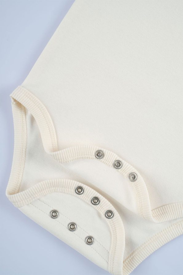 Long Sleeve Adjustable Snapsuit Ecru Organic Cotton