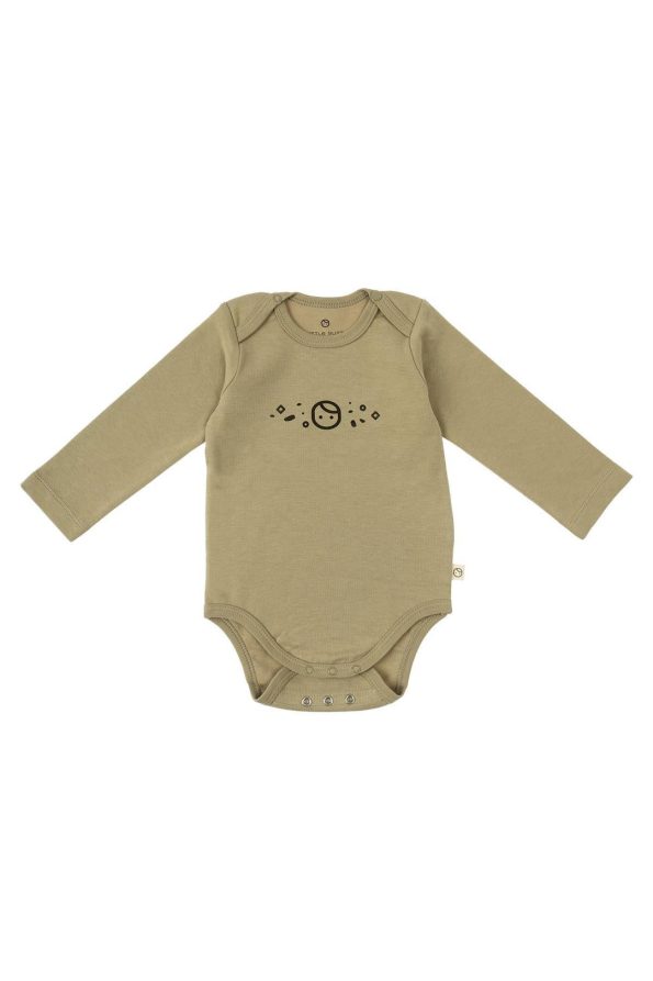 Adjustable Long Sleeve Snapsuit in Olive Organic Cotton