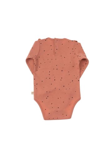 Long Sleeve Ruffled Adjustable Snaps Bodysuit Cosmos Pink Organic Cotton