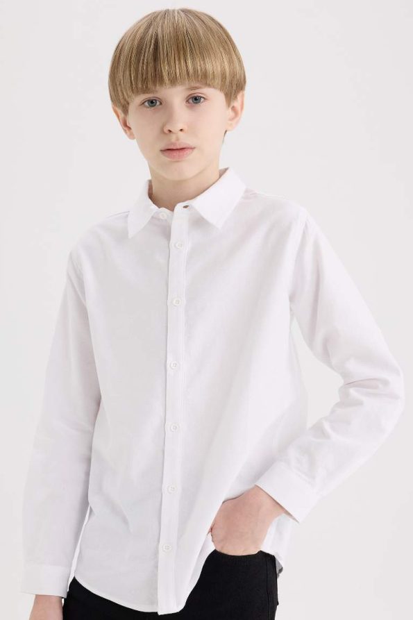 Boys' Long Sleeve Polo Collar Oxford Shirt