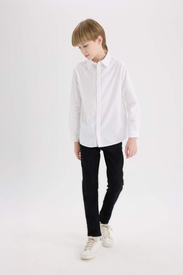 Boys' Long Sleeve Polo Collar Oxford Shirt