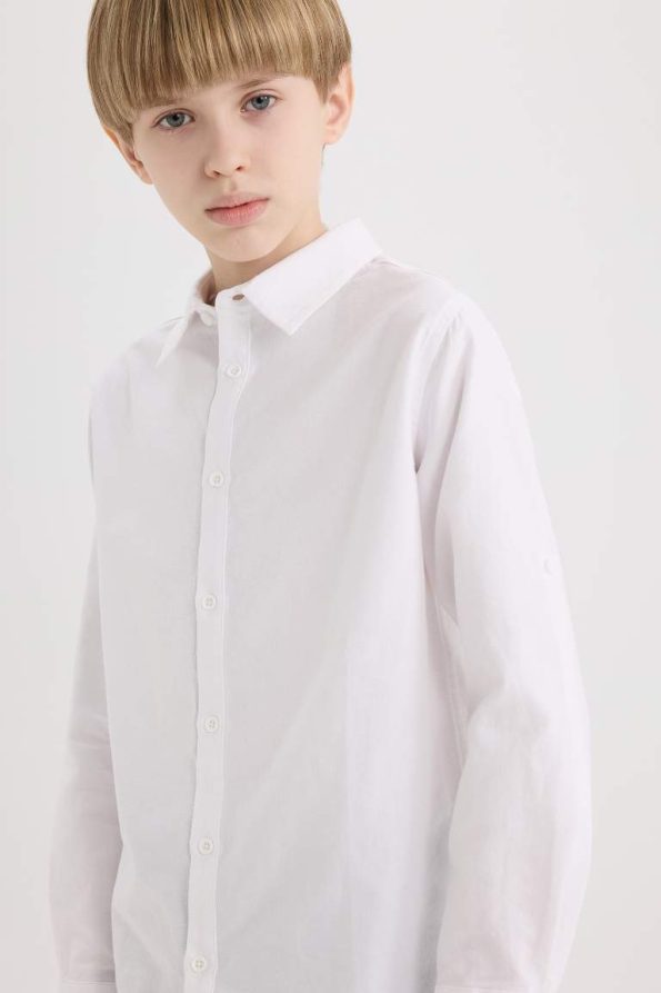 Boys' Long Sleeve Polo Collar Oxford Shirt