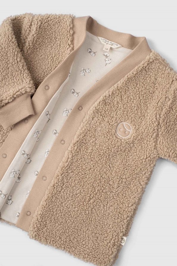 Wellsoft Baby Cardigan Cotton Print Beige