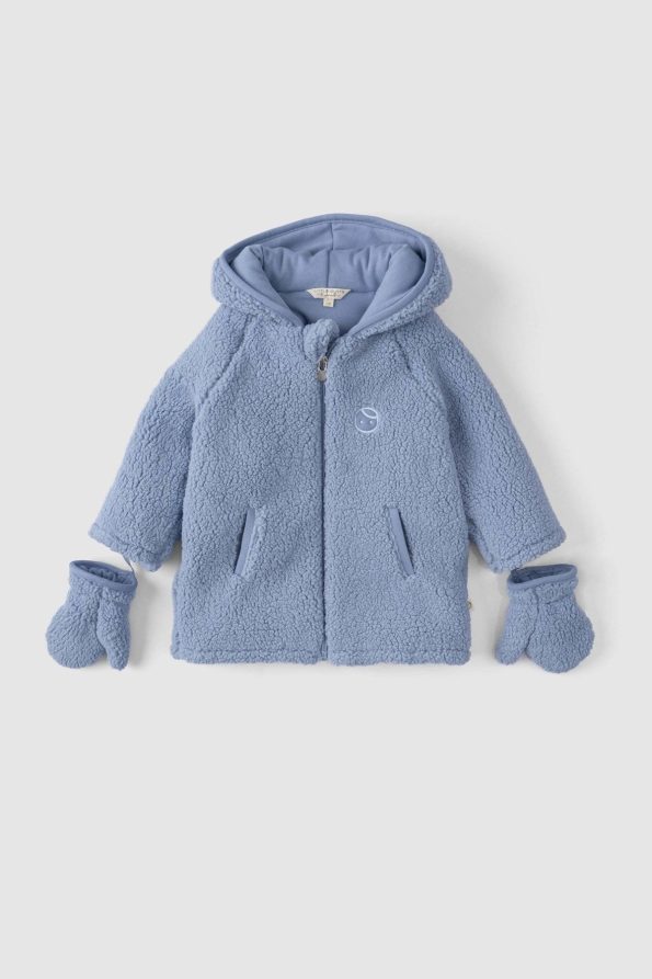 Wellsoft Hooded Baby Jacket with Gloves Blue