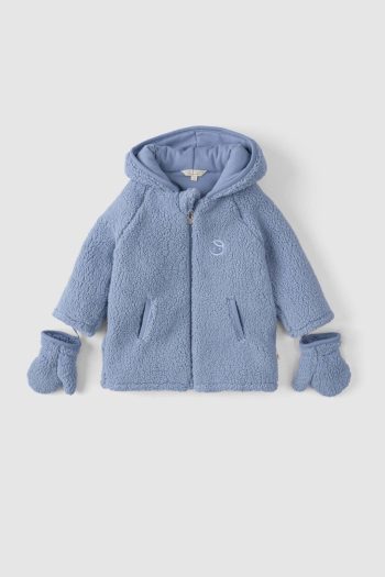 Wellsoft Hooded Baby Jacket with Gloves Blue