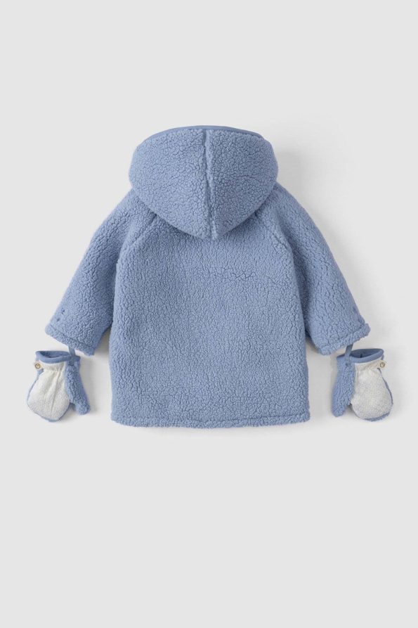 Wellsoft Hooded Baby Jacket with Gloves Blue