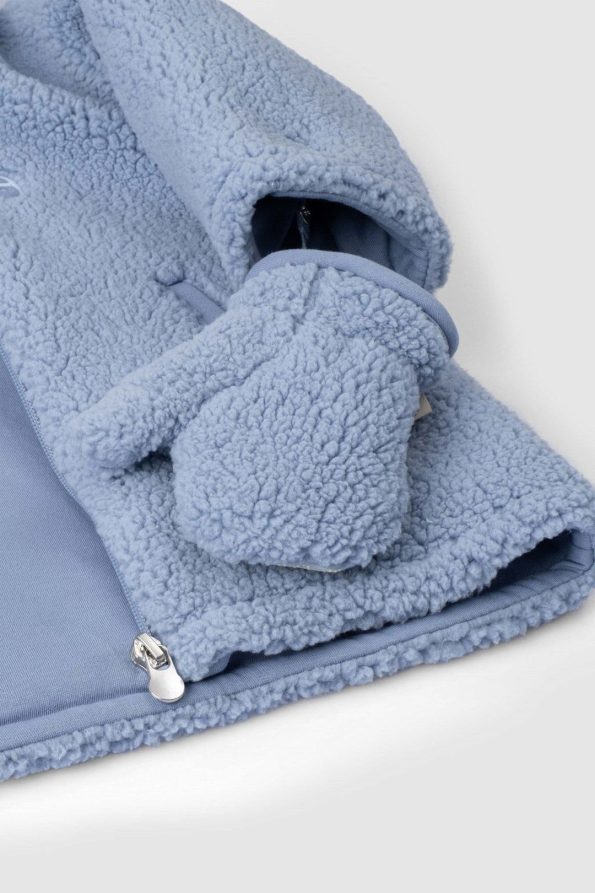 Wellsoft Hooded Baby Jacket with Gloves Blue