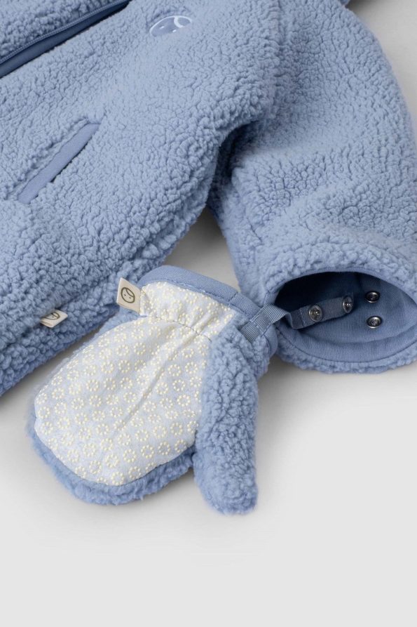 Wellsoft Hooded Baby Jacket with Gloves Blue
