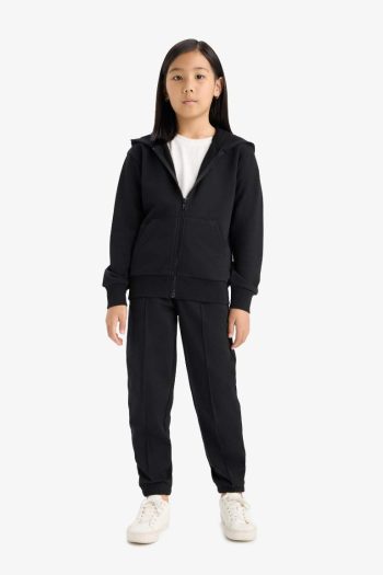 Girls' Elastic Waist Basic Solid School Jogger Pants