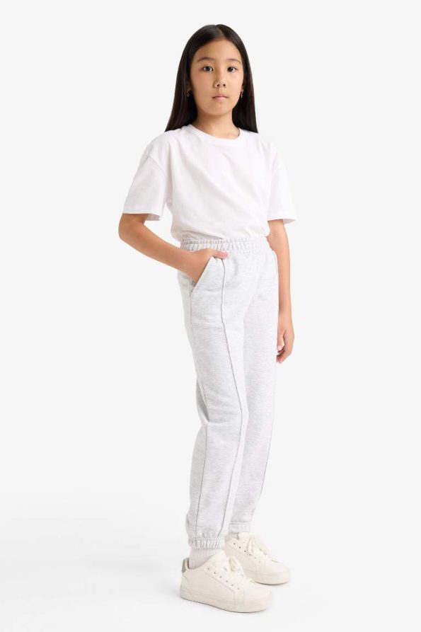 Girls' Basic Solid Color School Jogger Pants with Elastic Waist
