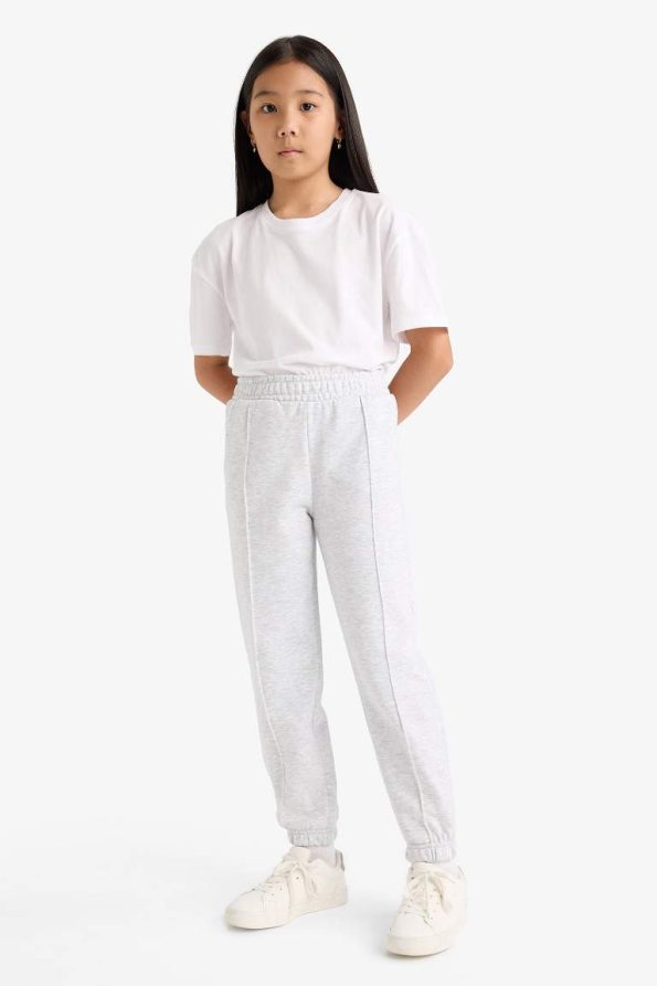 Girls' Basic Solid Color School Jogger Pants with Elastic Waist