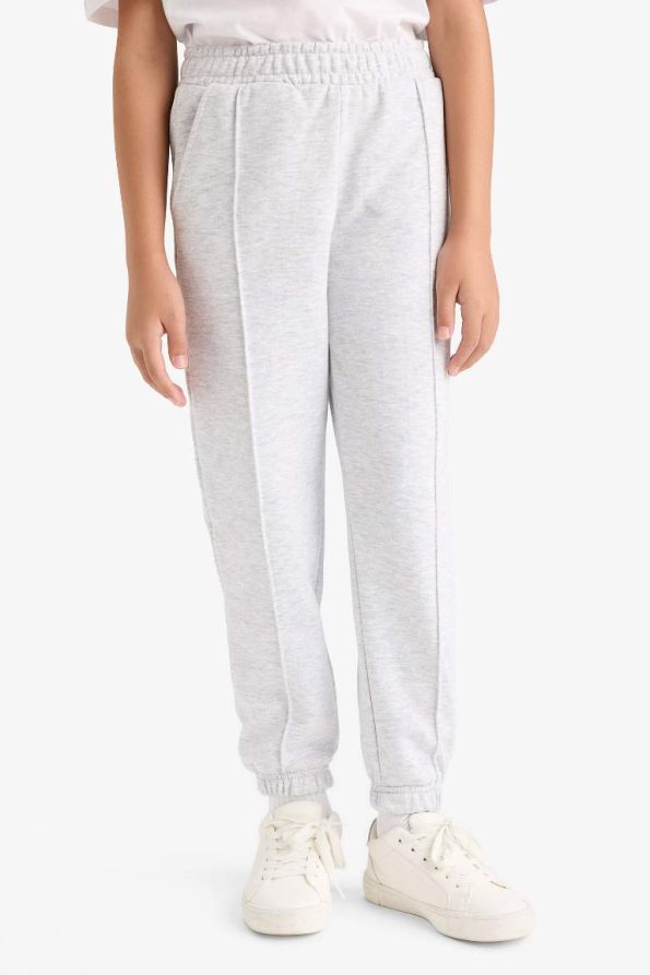 Girls' Basic Solid Color School Jogger Pants with Elastic Waist