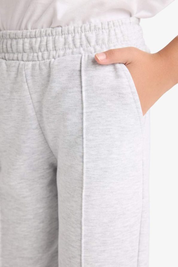 Girls' Basic Solid Color School Jogger Pants with Elastic Waist