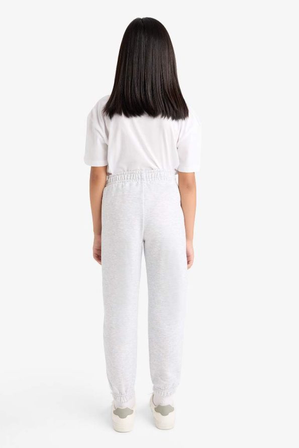 Girls' Basic Solid Color School Jogger Pants with Elastic Waist